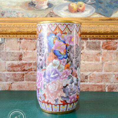 Chinese Cloisonne Vase with Cranes, Butterflies, Flowers
