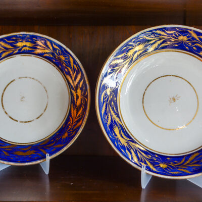 Pair of Cobalt & Gilt Porcelain Plates