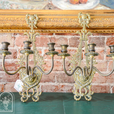 Pair of Solid Brass French Style Sconces