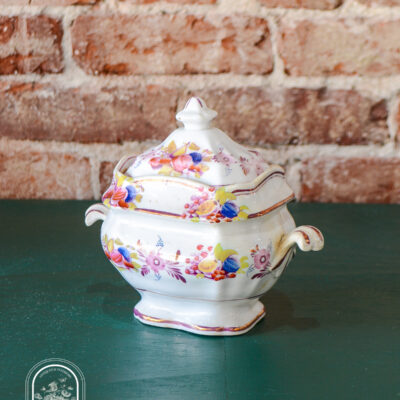 Pink Copper Lustre Covered Sugar with Floral Design