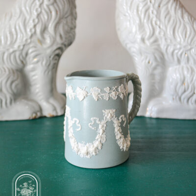 Sage Green Grape Vine Relief-Molded Stoneware Jug