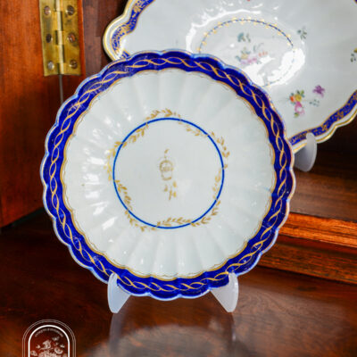 Worcester Cobalt and Gilt Fluted Porcelain Bowl