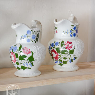 Creamware Adam's Style Rose relief molded jugs circa 1830s