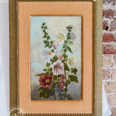 Anna E Hardy painting of mallow or hollyhock flowers