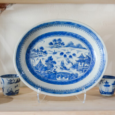 Blue Canton oval serving platter