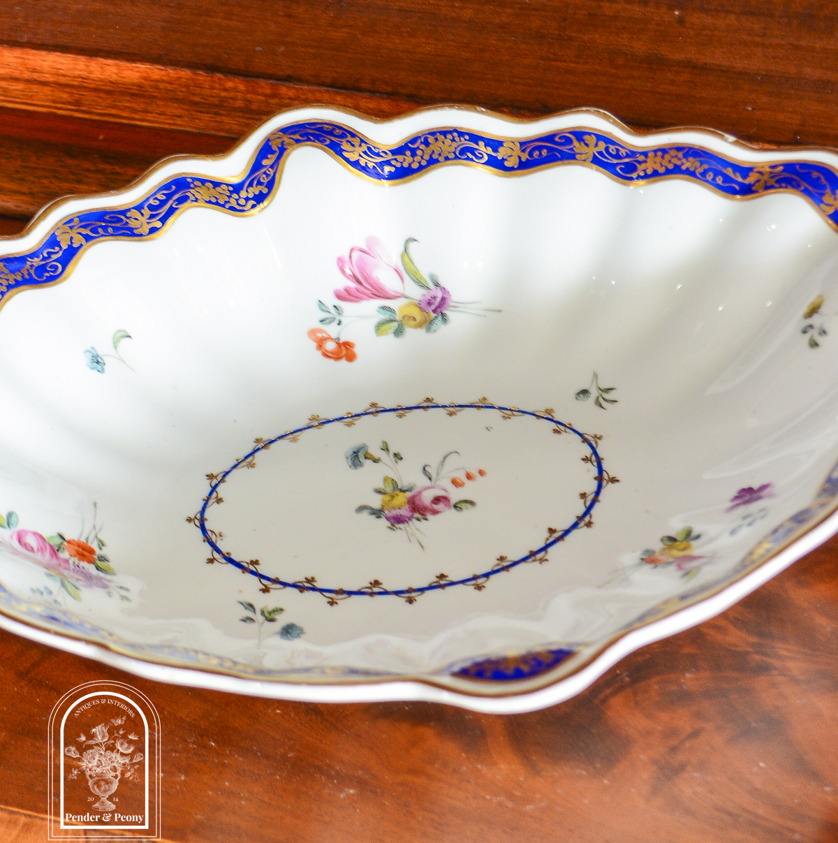 Circa 1775 Chelsea Derby Lozenge Dish with Cobalt Rim, Edward Withers - Image 4