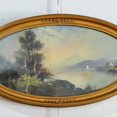 Henry Chandler pastel landscape on paper in oval frame