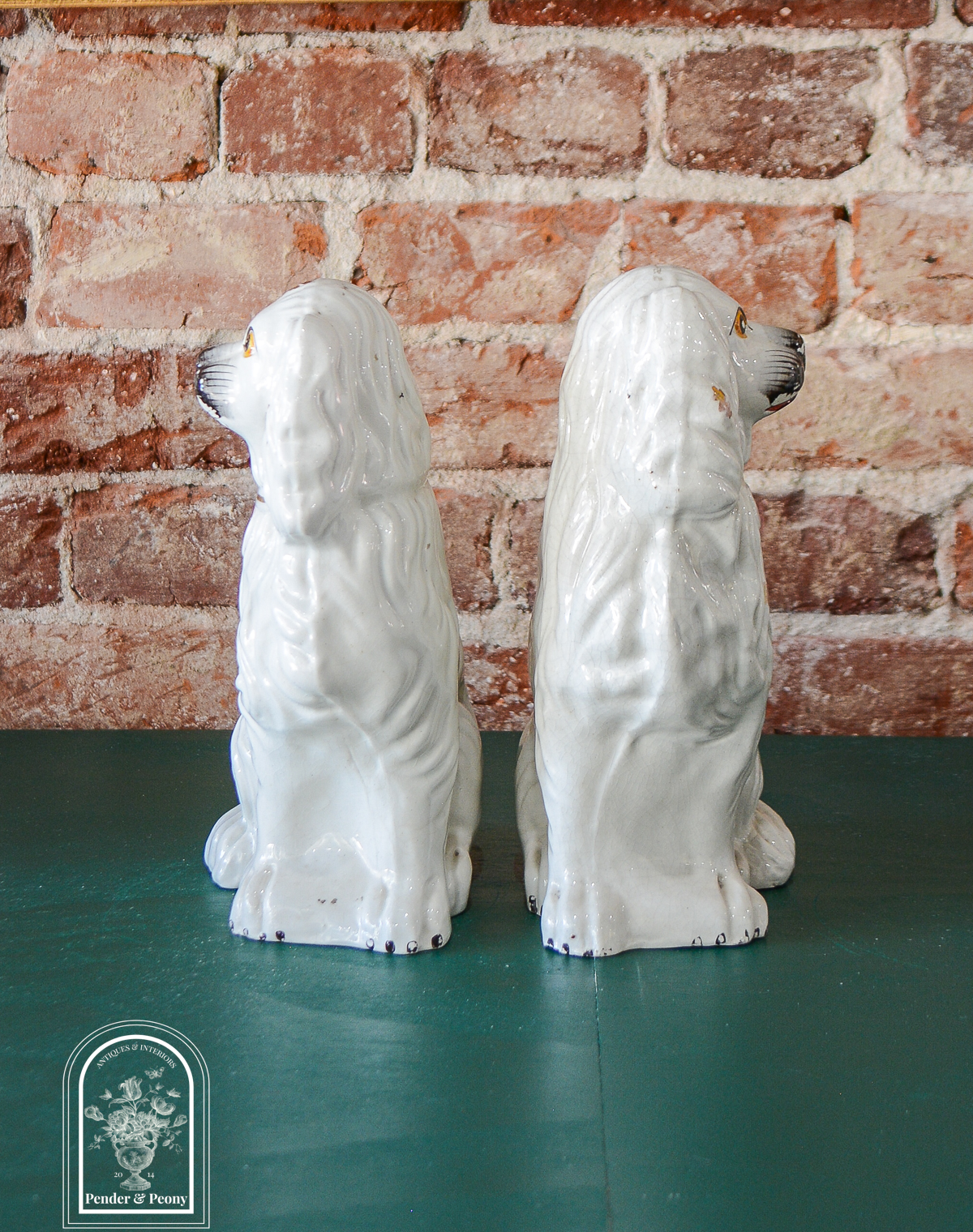 Pair of Antique White and Gilt Staffordshire Spaniels - Image 6