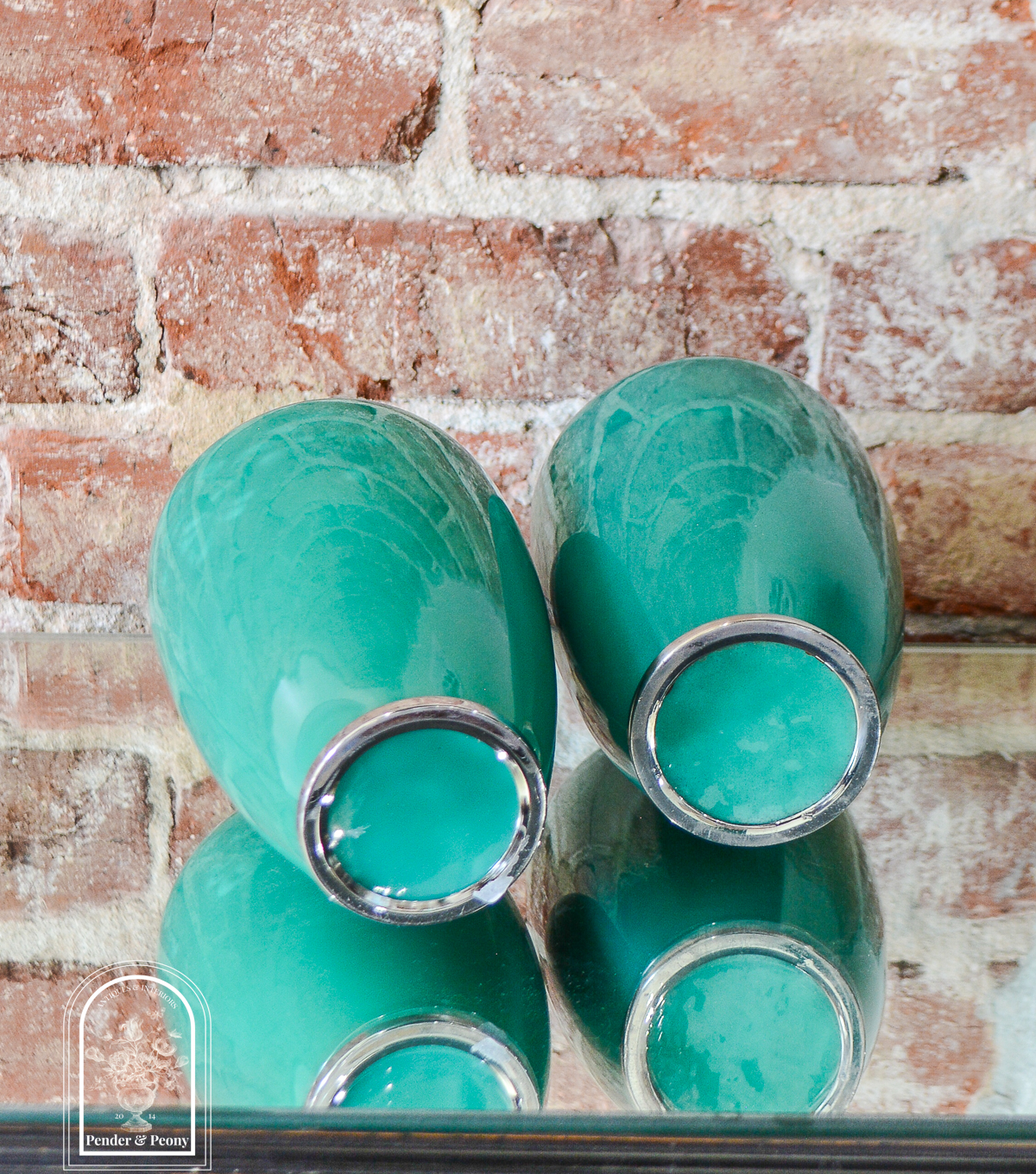 Pair of Musen-Shippo Green Floral Vases - Image 7