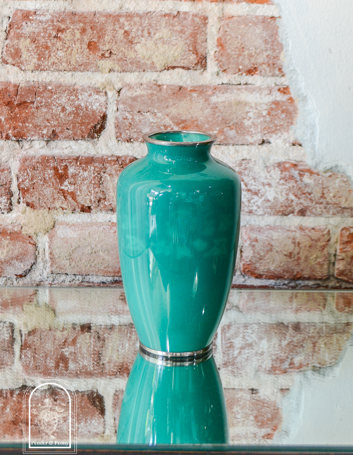 Pair of Musen-Shippo Green Floral Vases - Image 6