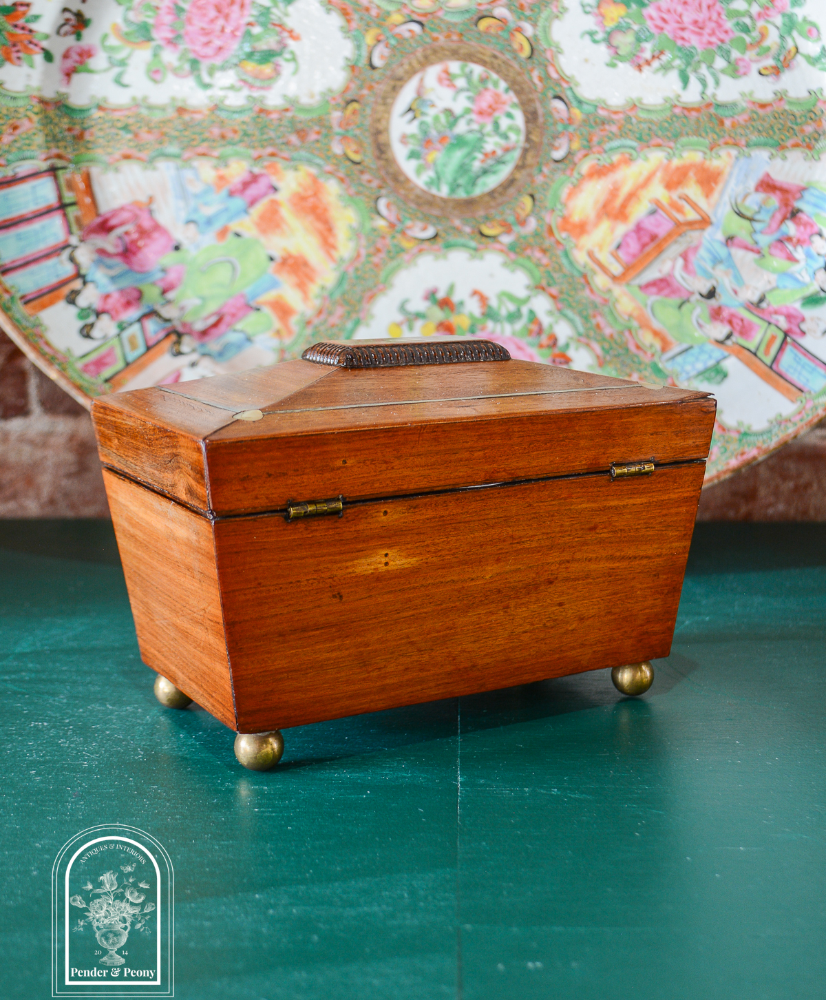 Antique English Sarcophagus Mahogany Two Compartment Tea Caddy - Image 7