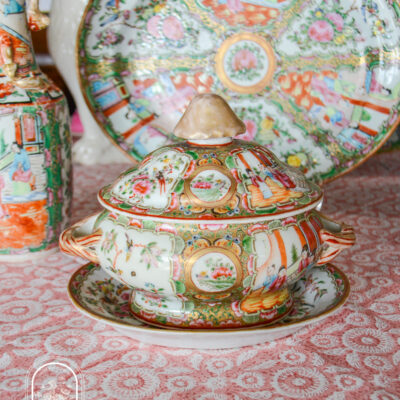 Antique Rose Medallion sauce tureen with underplate