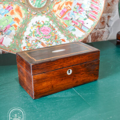 Rosewood and inlay tea caddy