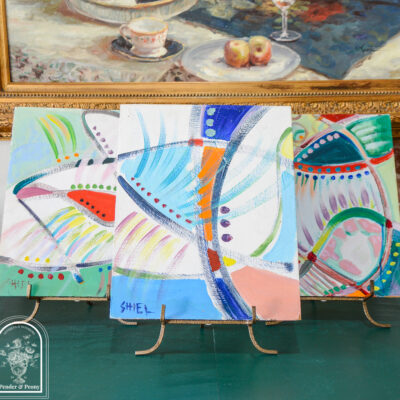 Abstract paintings on board - Artist signed Shiel
