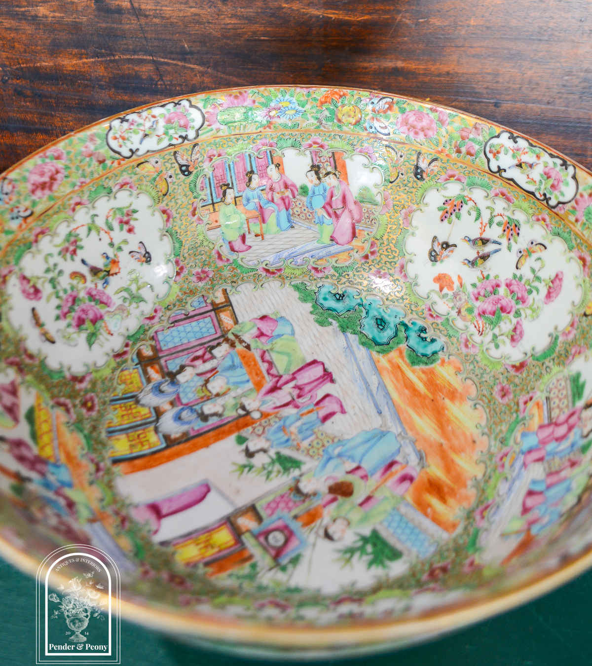 Rose Medallion punch bowl - antique