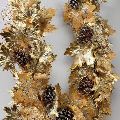 Glitzy Maple Leaf Garland 6'