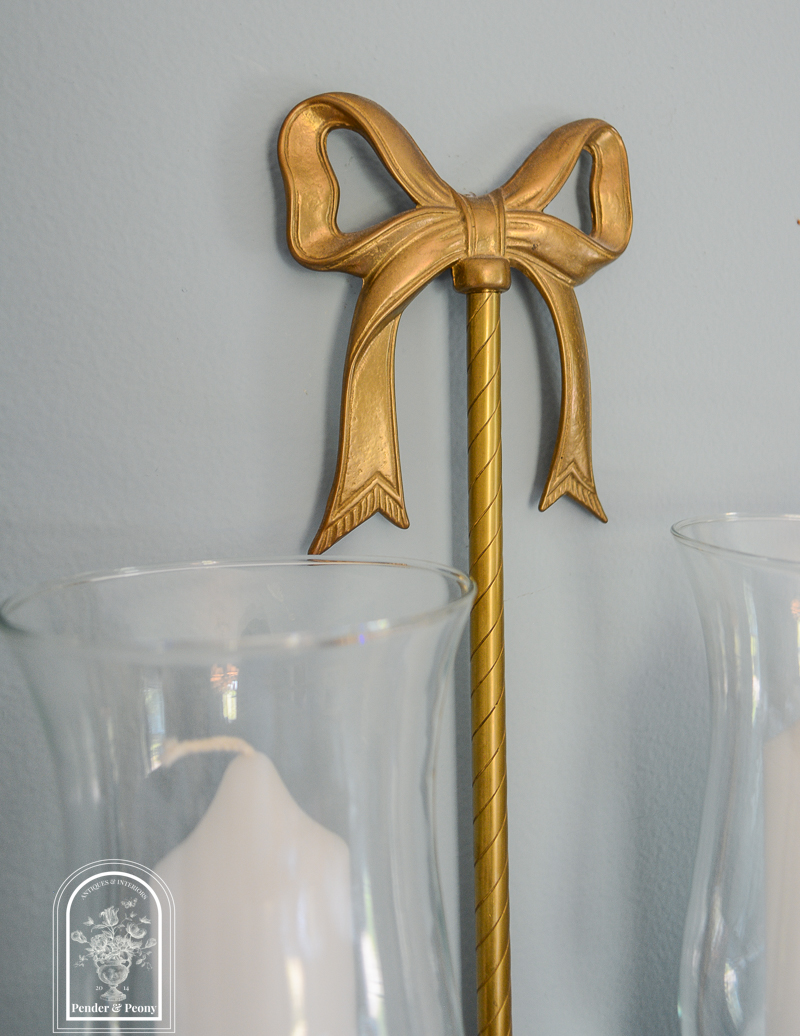 Pair of Brass Bow Sconces, Vintage - Image 6
