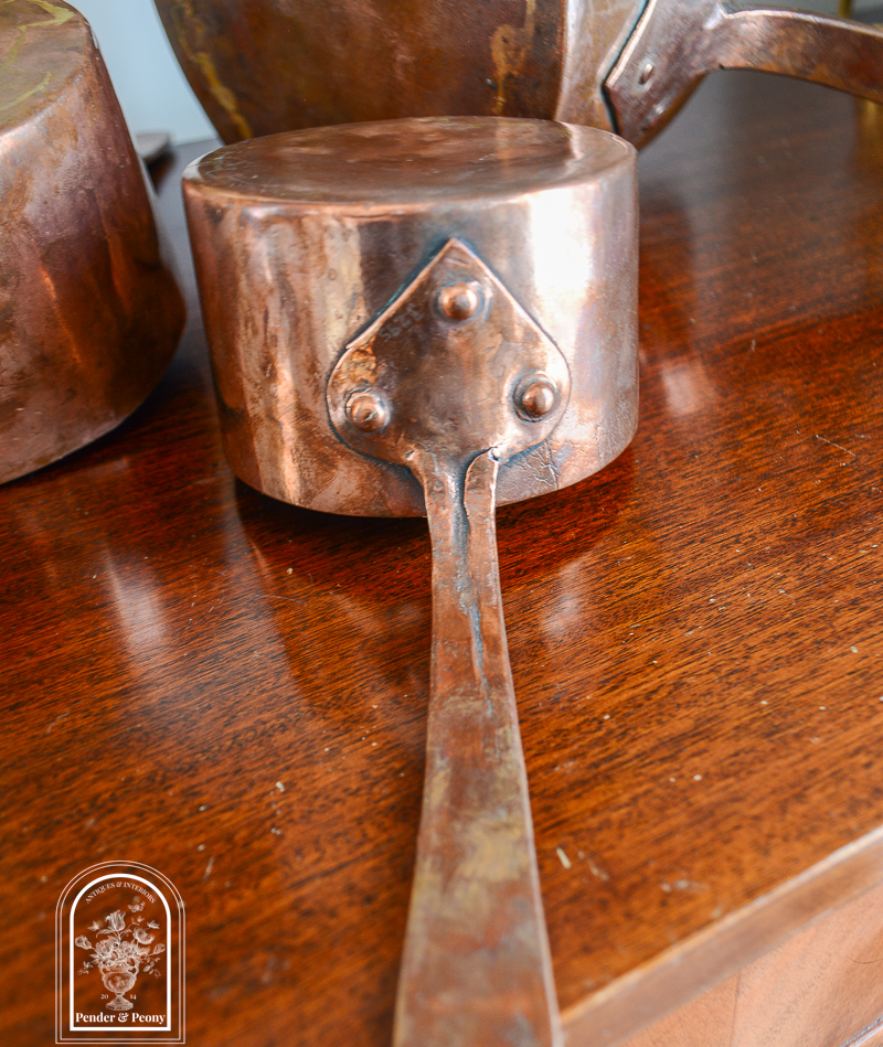 Early 1800s Set of 3 Copper Pots with Copper Handles - Image 11