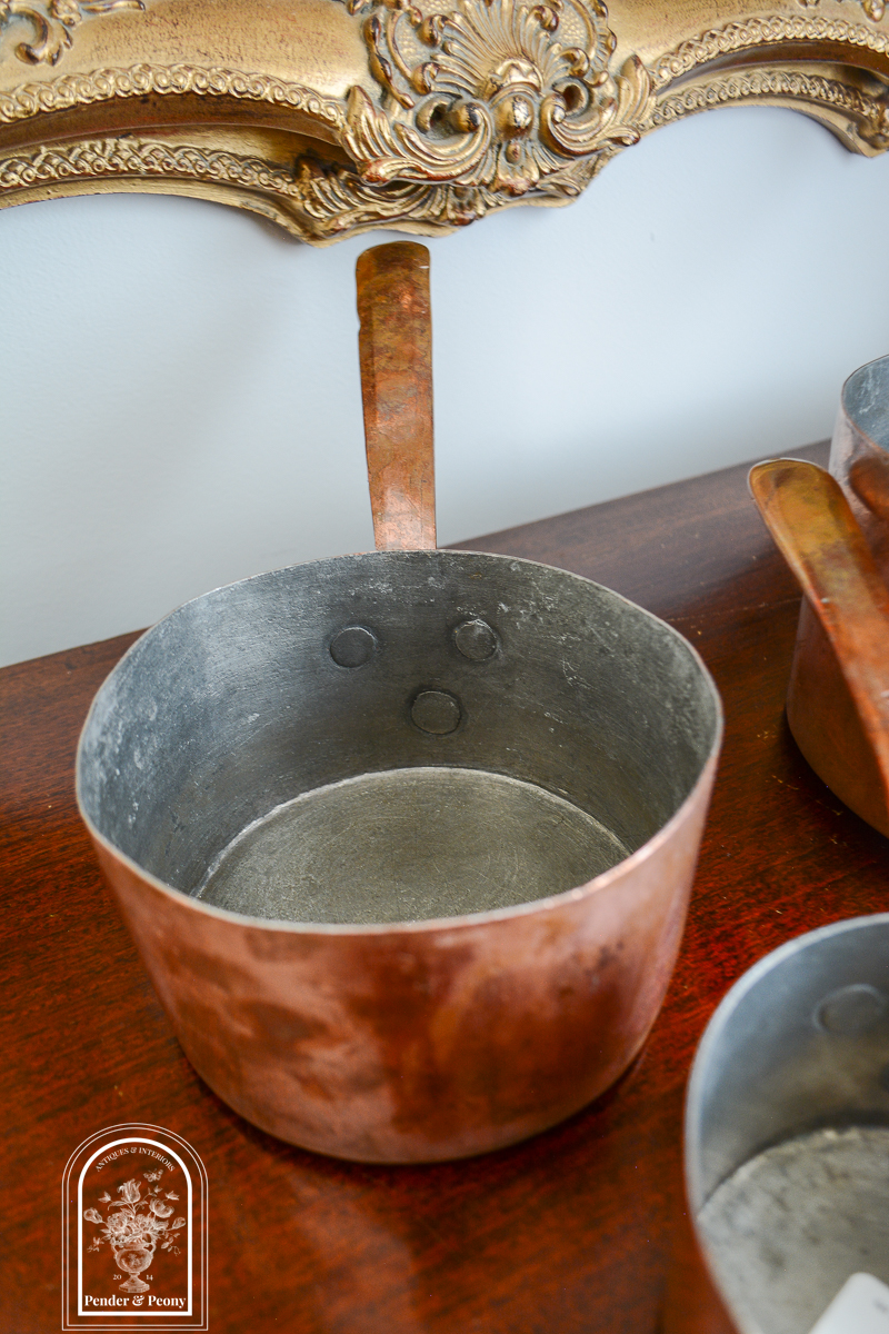 Early 1800s Set of 3 Copper Pots with Copper Handles - Image 8