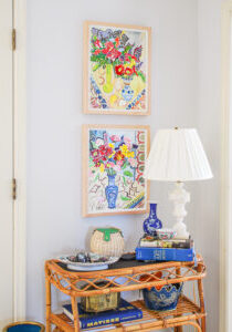 Summer decorating ideas: new floral art in my entry by Nancy Thompson Mills.
