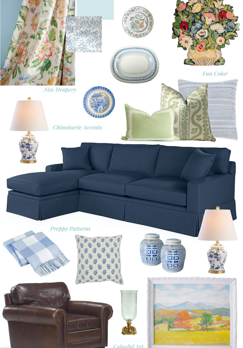 Family room refresh mood board for planning