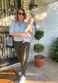 In my mom uniform era: Target All in Motion pants and LandsEnd tunic top