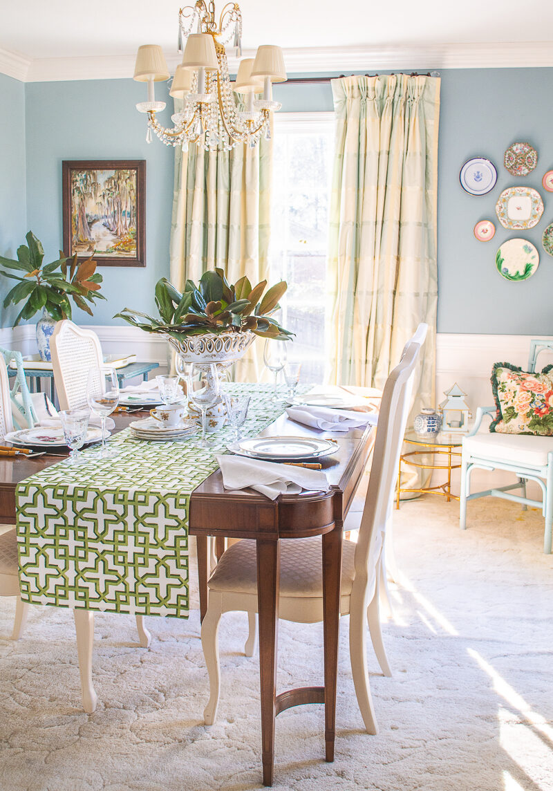 Katherine's blue and white dinning room shows my advice on how to decorate with blue